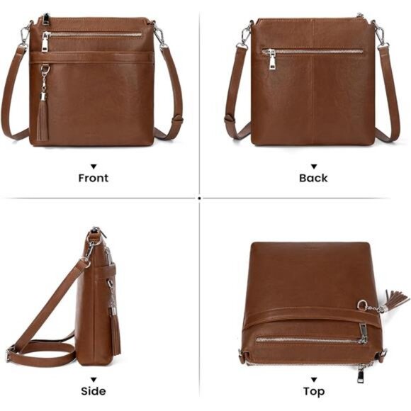 Genuine Leather Crossbody Purses for Women, Womens Medium Cross Body Bags - Picture 6 of 7